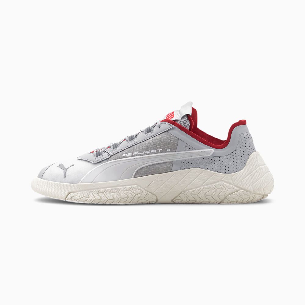 Puma Replicat-X Suede Tech Férfi Motorsport Cipő - Szürke Lila/Fehér ( Hungary - MEURA9723 )